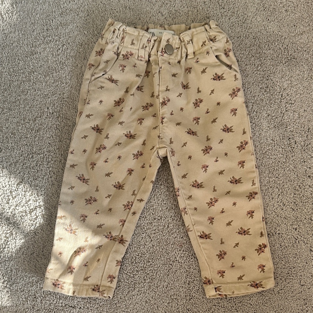 Zara Kids Floral Print Bottoms - Beige